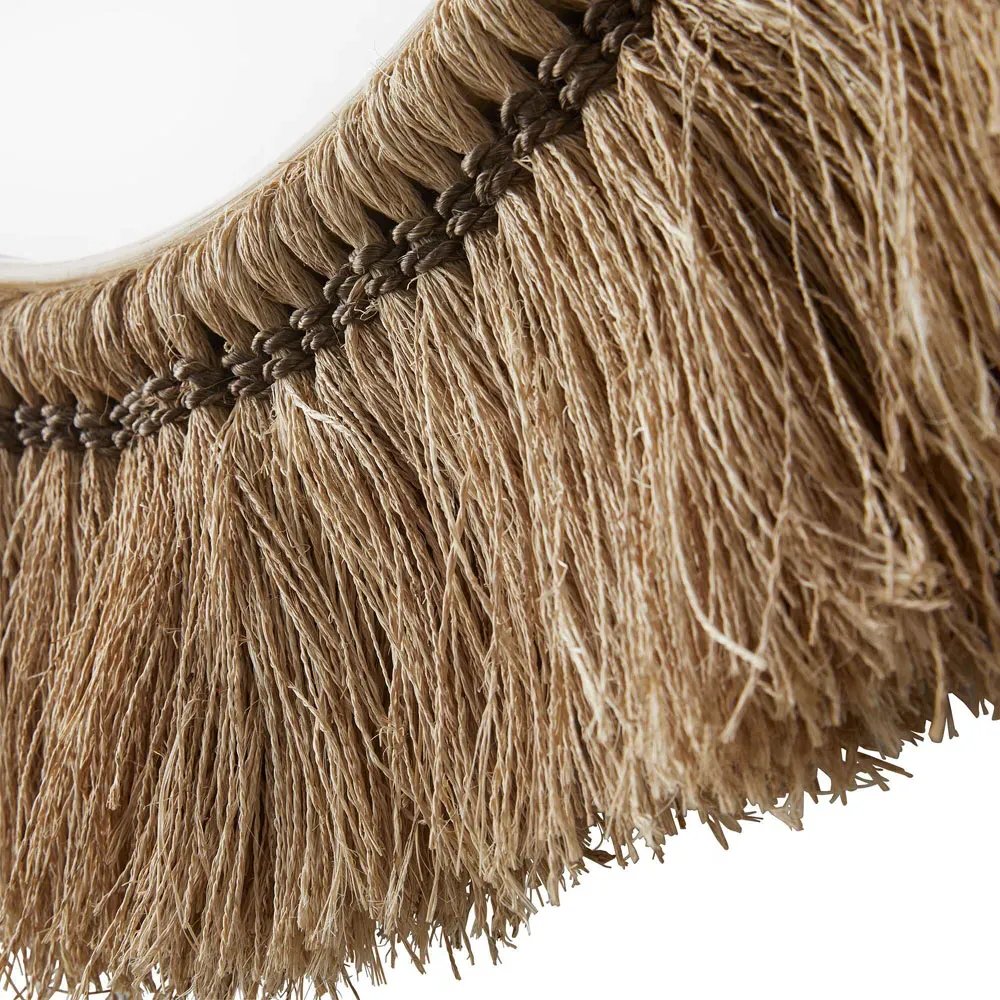 Kai Round Wall Mirror - Brown, Abaca