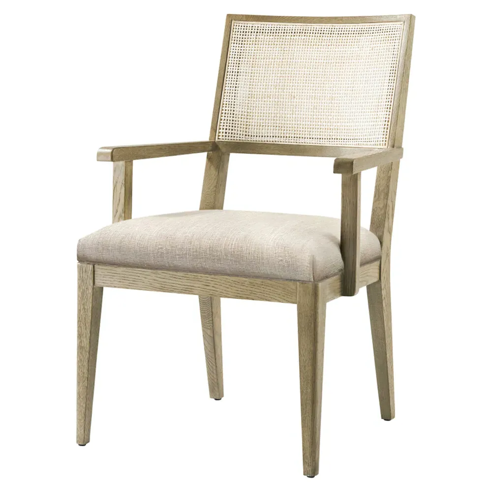 Kaia Cane Dining Arm Chair - Beige, Oak
