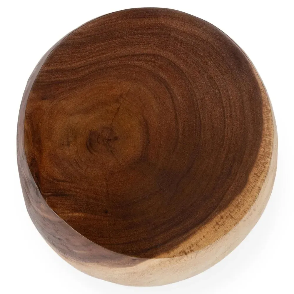 Kaia Round Side Table - Brown, Suar Wood