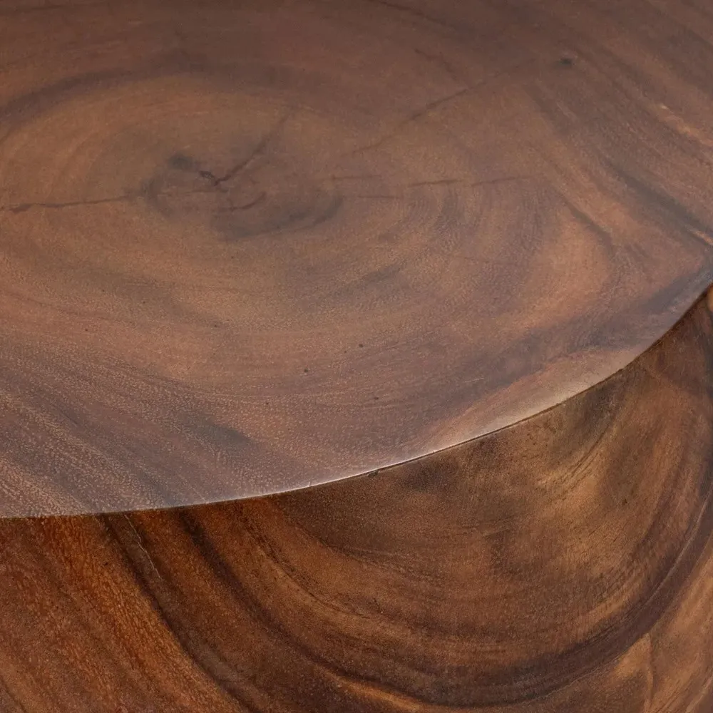 Kaia Round Side Table - Brown, Suar Wood