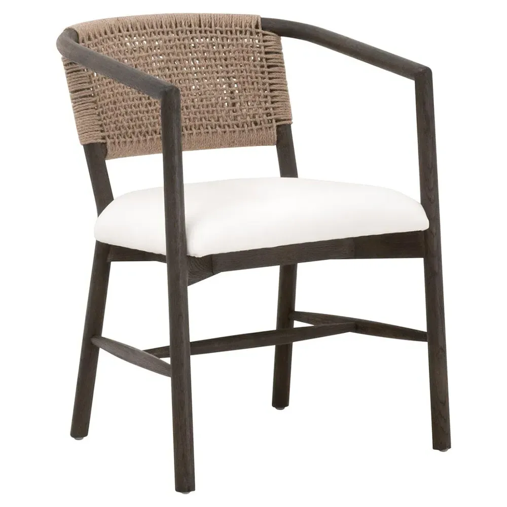 Kaia Woven Jute Arm Chair - White, Oak