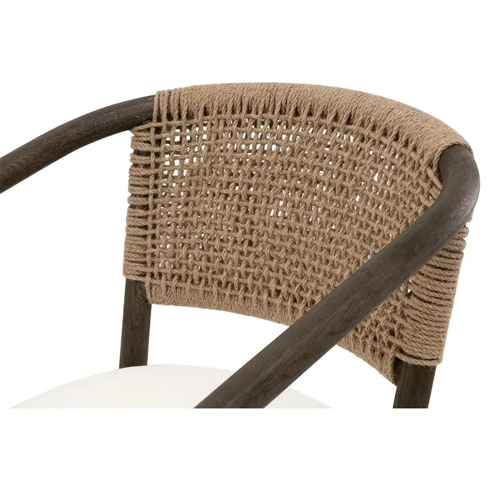 Kaia Woven Jute Arm Chair - White, Oak