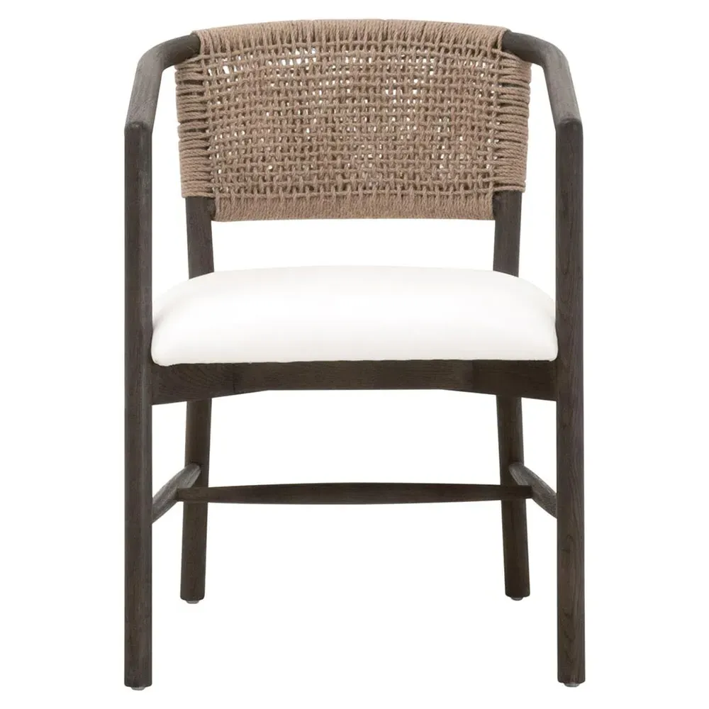 Kaia Woven Jute Arm Chair - White, Oak image