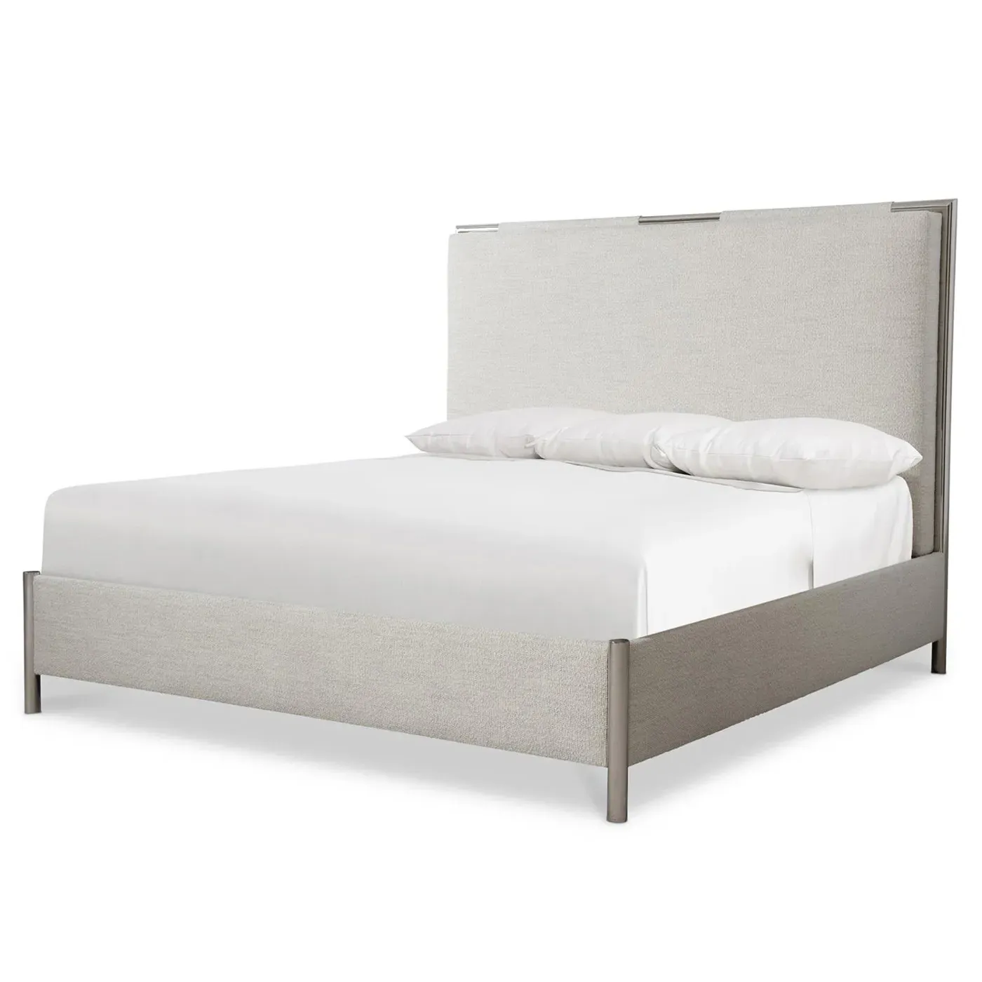 Kaiden King Size Bed Frame - Cream, Steel