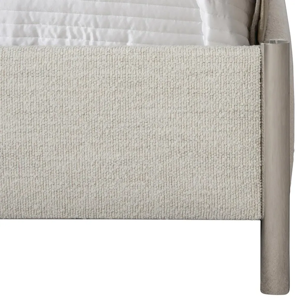 Kaiden King Size Bed Frame - Cream, Steel