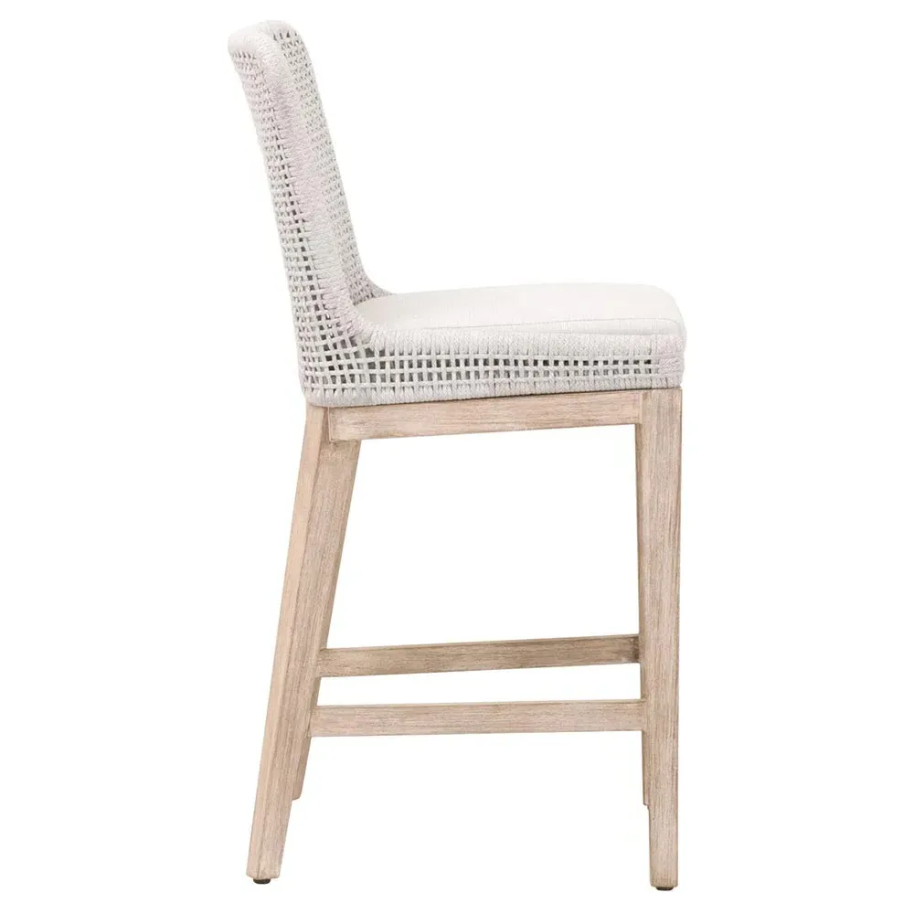Kailey Rope Weave Counter Stool with Cushion - White, Mahogany
