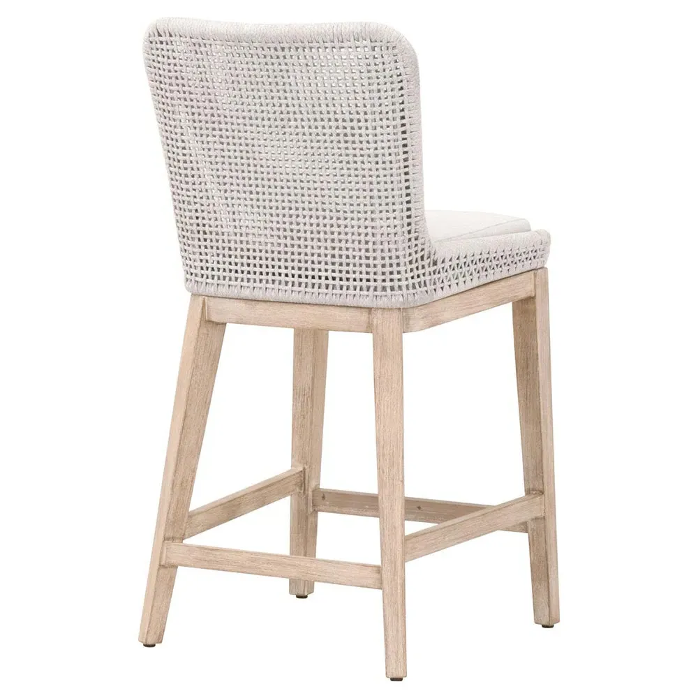 Kailey Rope Weave Counter Stool with Cushion - White, Mahogany