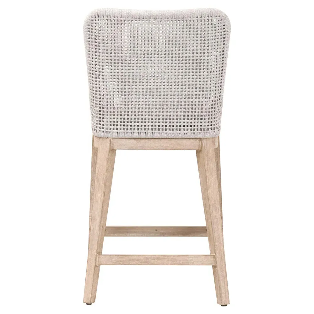Kailey Rope Weave Counter Stool with Cushion - White, Mahogany