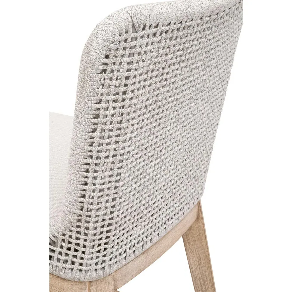 Kailey Rope Weave Counter Stool with Cushion - White, Mahogany