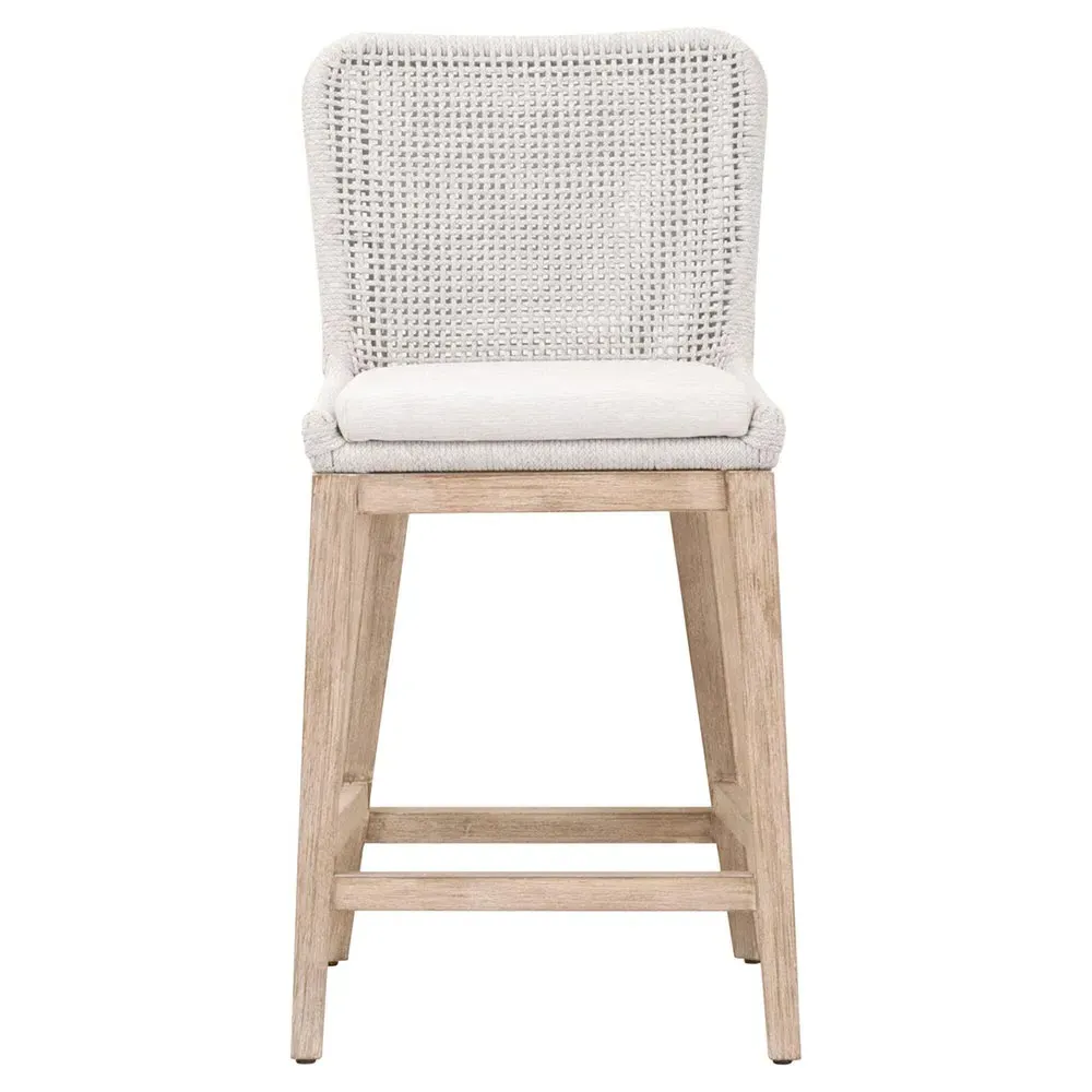 Kailey Rope Weave Counter Stool with Cushion - White, Mahogany