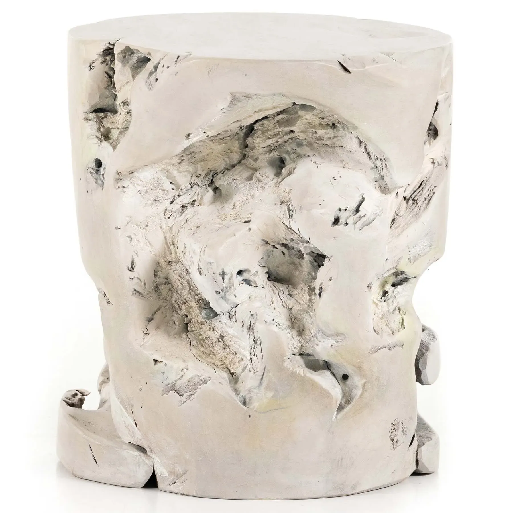 Kaili Outdoor Side Table - White, Teak