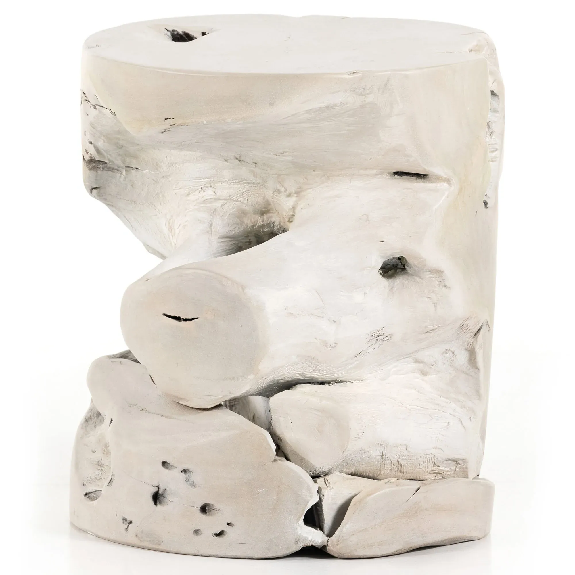 Kaili Outdoor Side Table - White, Teak