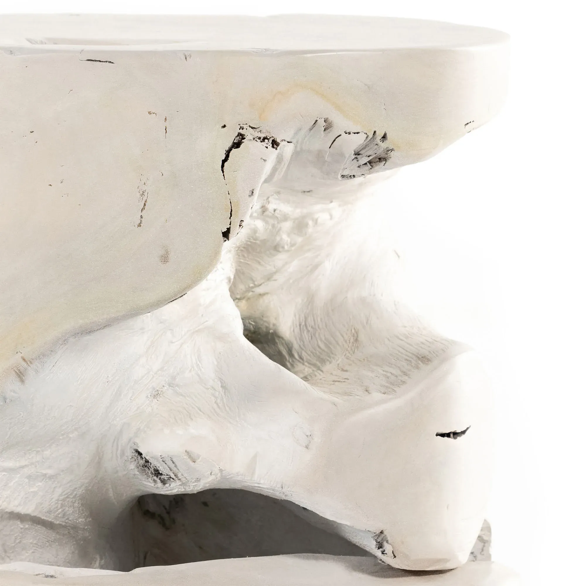 Kaili Outdoor Side Table - White, Teak