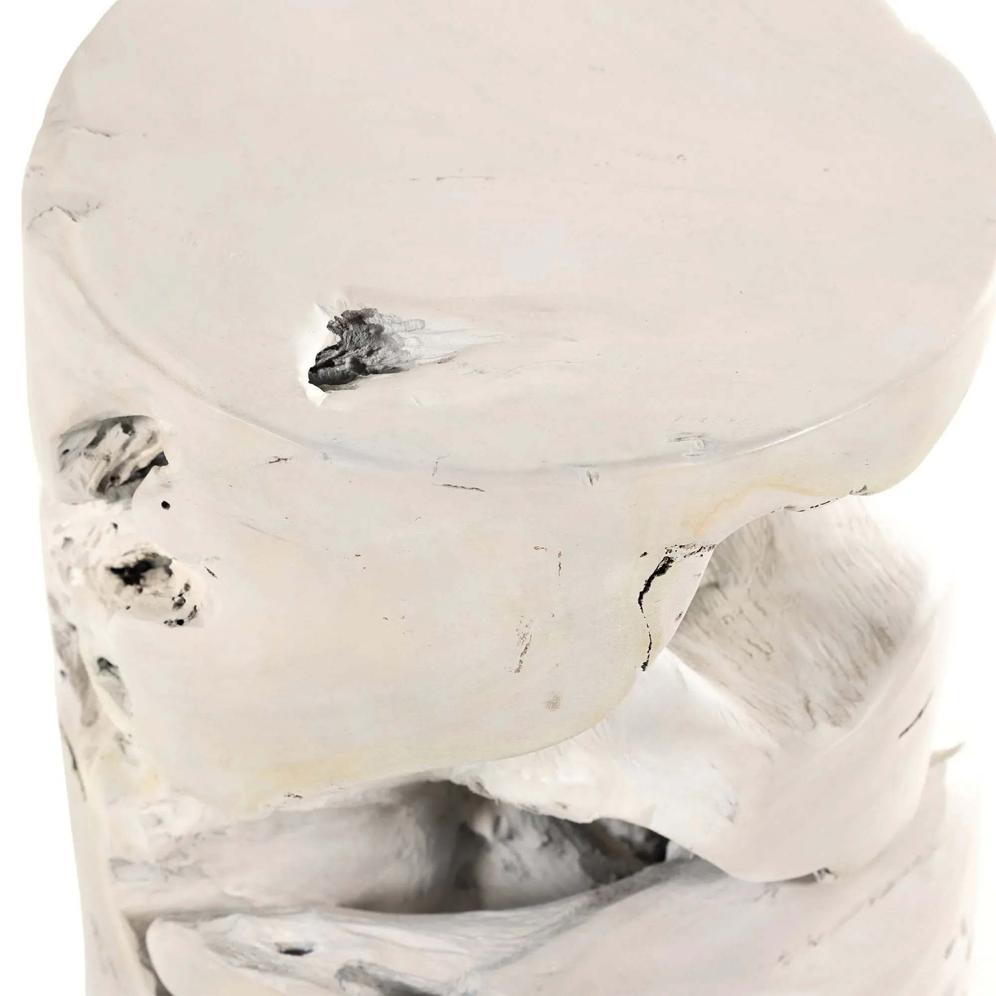 Kaili Outdoor Side Table - White, Teak