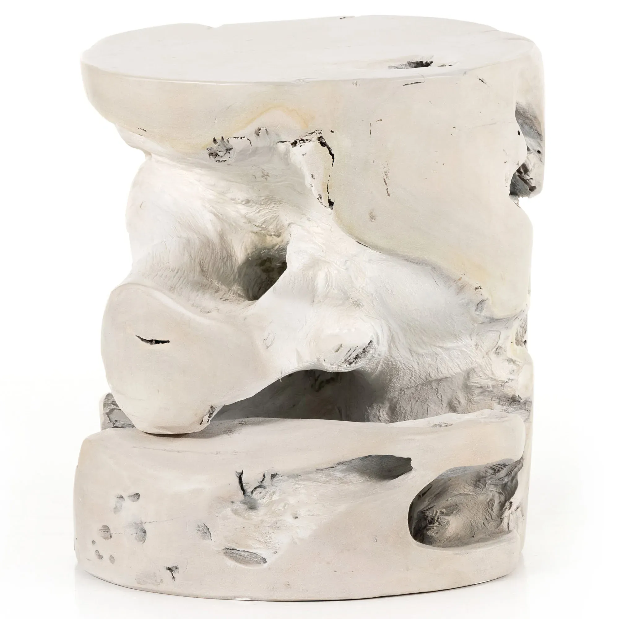 Kaili Outdoor Side Table - White, Teak