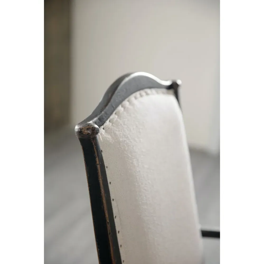 Kaira Nailhead Trim Dining Arm Chair - Black, Cream