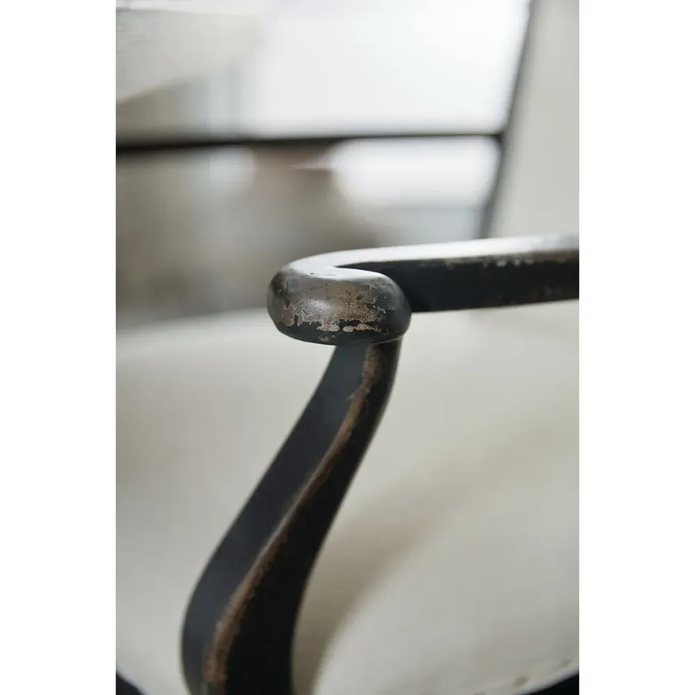 Kaira Nailhead Trim Dining Arm Chair - Black, Cream