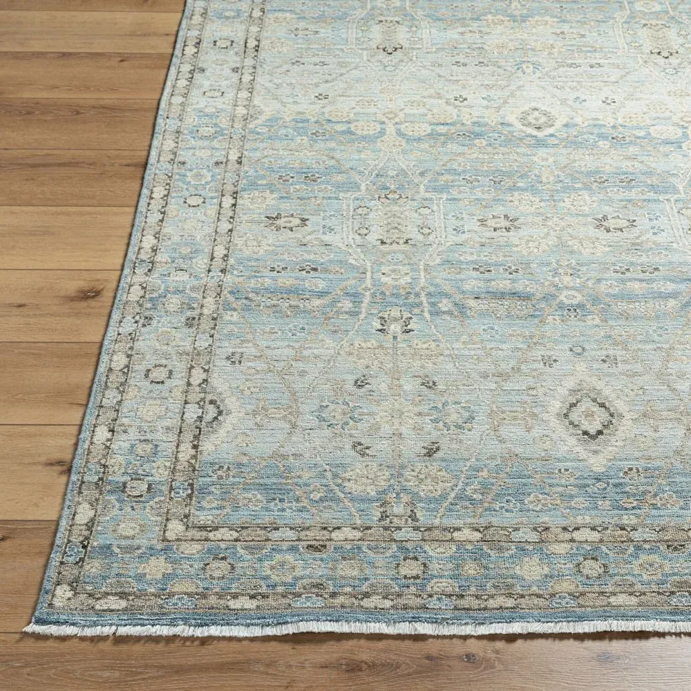 Kairo Medallion Patterned Hand Knotted Rug - Blue, Wool