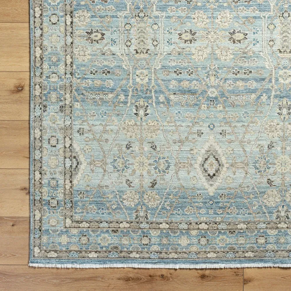 Kairo Medallion Patterned Hand Knotted Rug - Blue, Wool