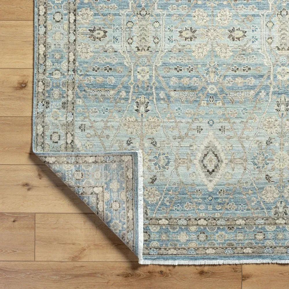 Kairo Medallion Patterned Hand Knotted Rug - Blue, Wool