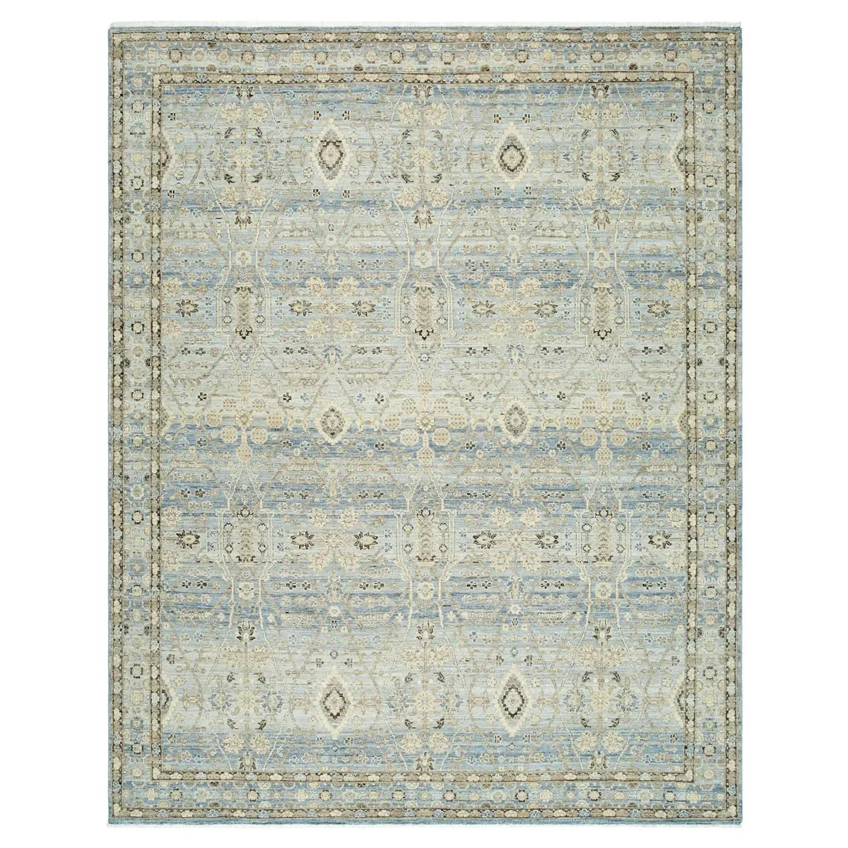 Kairo Medallion Patterned Hand Knotted Rug - Blue, Wool