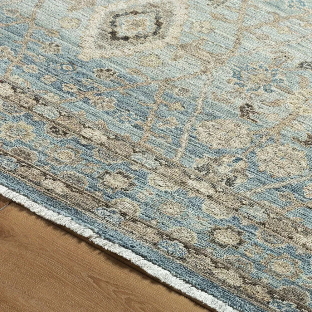 Kairo Medallion Patterned Hand Knotted Rug Sample - Blue, Wool