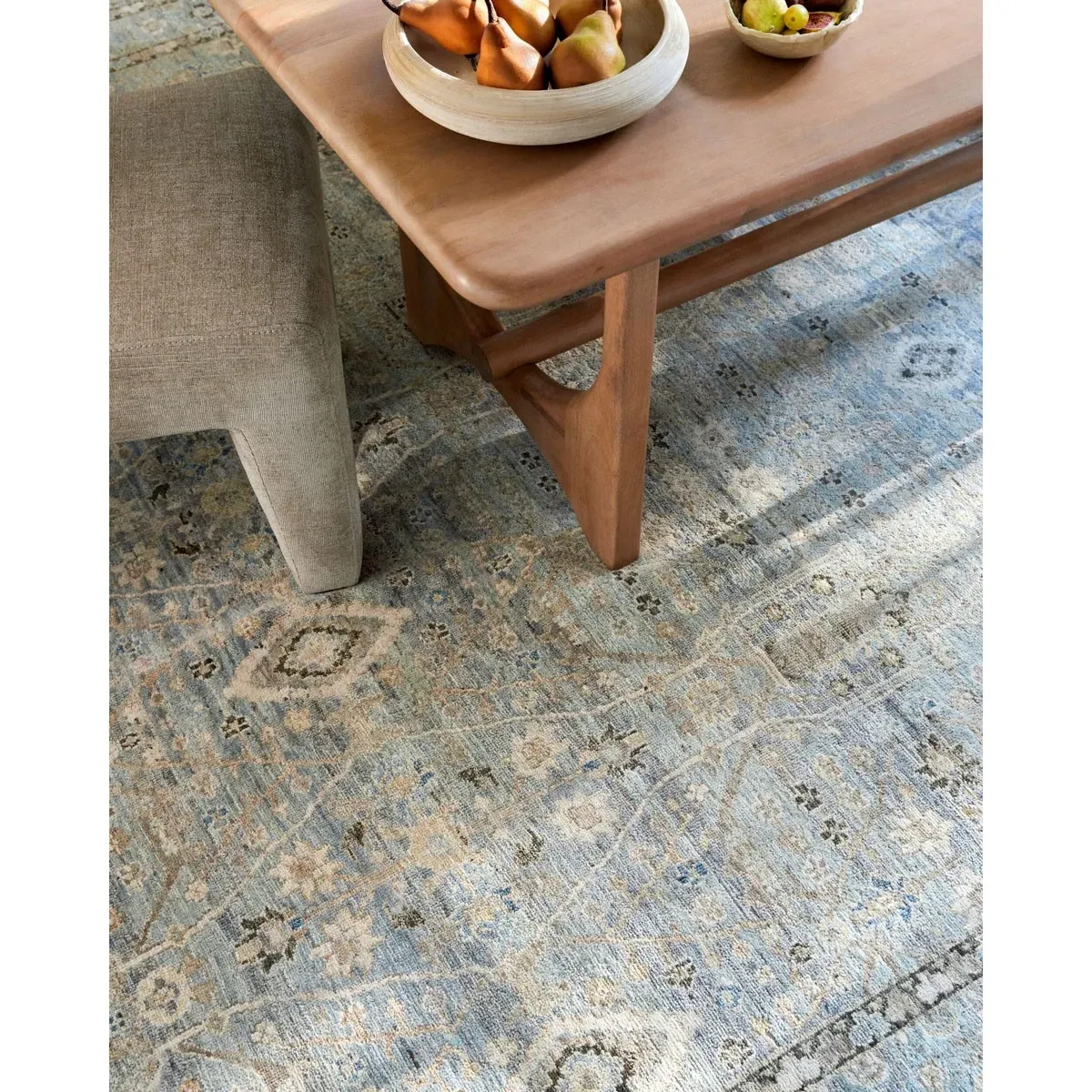 Kairo Medallion Patterned Hand Knotted Rug Sample - Blue, Wool