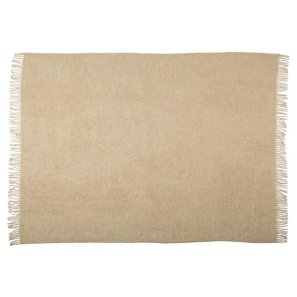 Kairos Throw Blanket - Light Brown, Alpaca Boucle