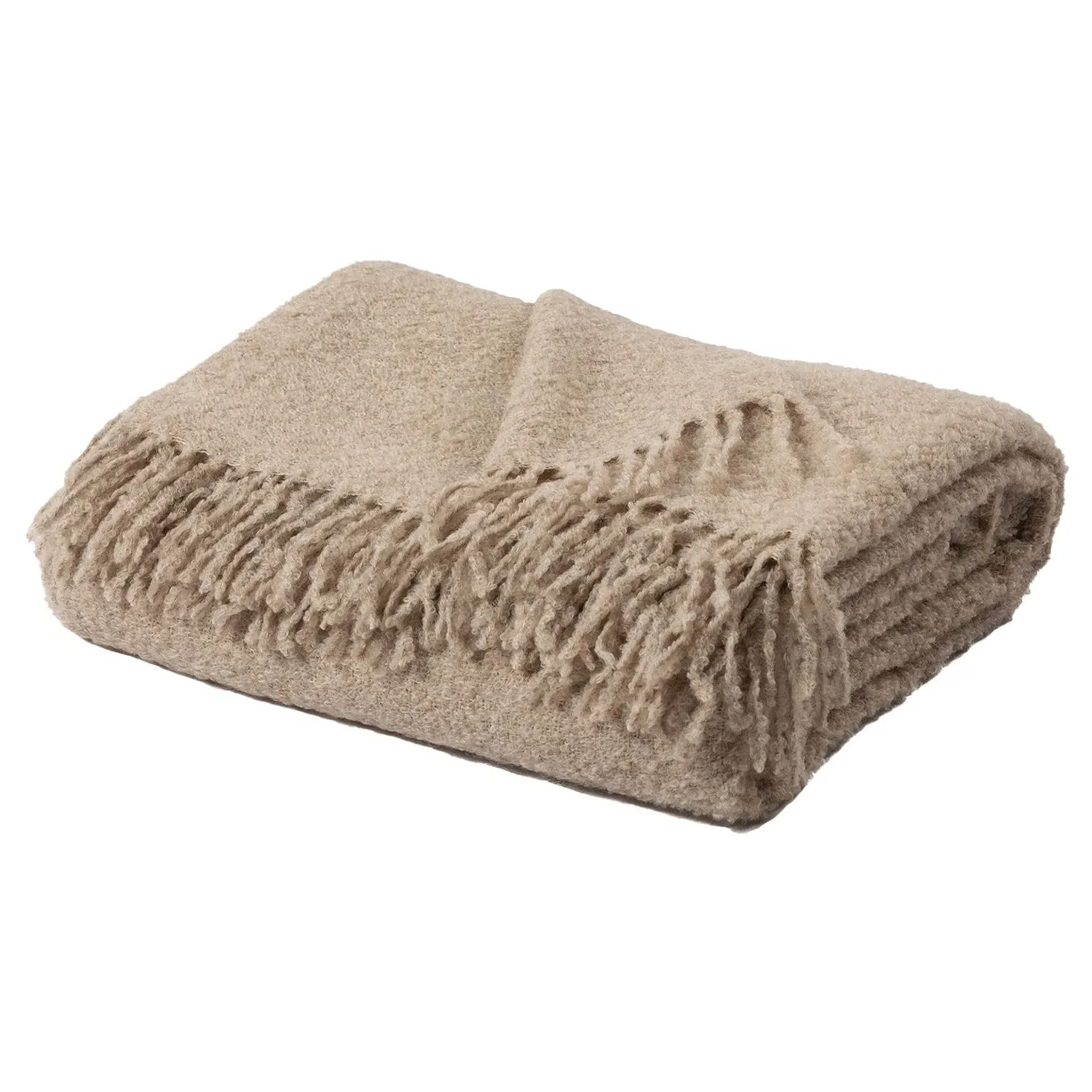 Kairos Throw Blanket - Light Brown, Alpaca Boucle