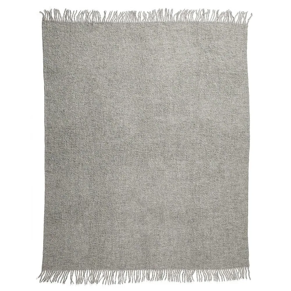Kairos Throw Blanket - Light Grey, Alpaca Boucle
