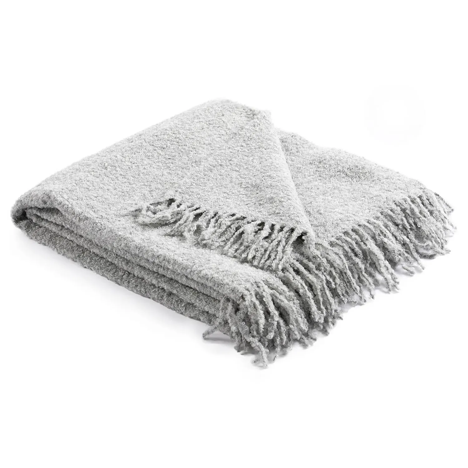 Kairos Throw Blanket - Light Grey, Alpaca Boucle