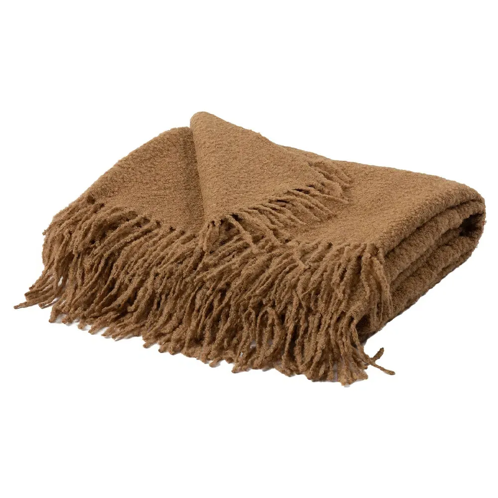 Kairos Throw Blanket - Tan, Alpaca Boucle