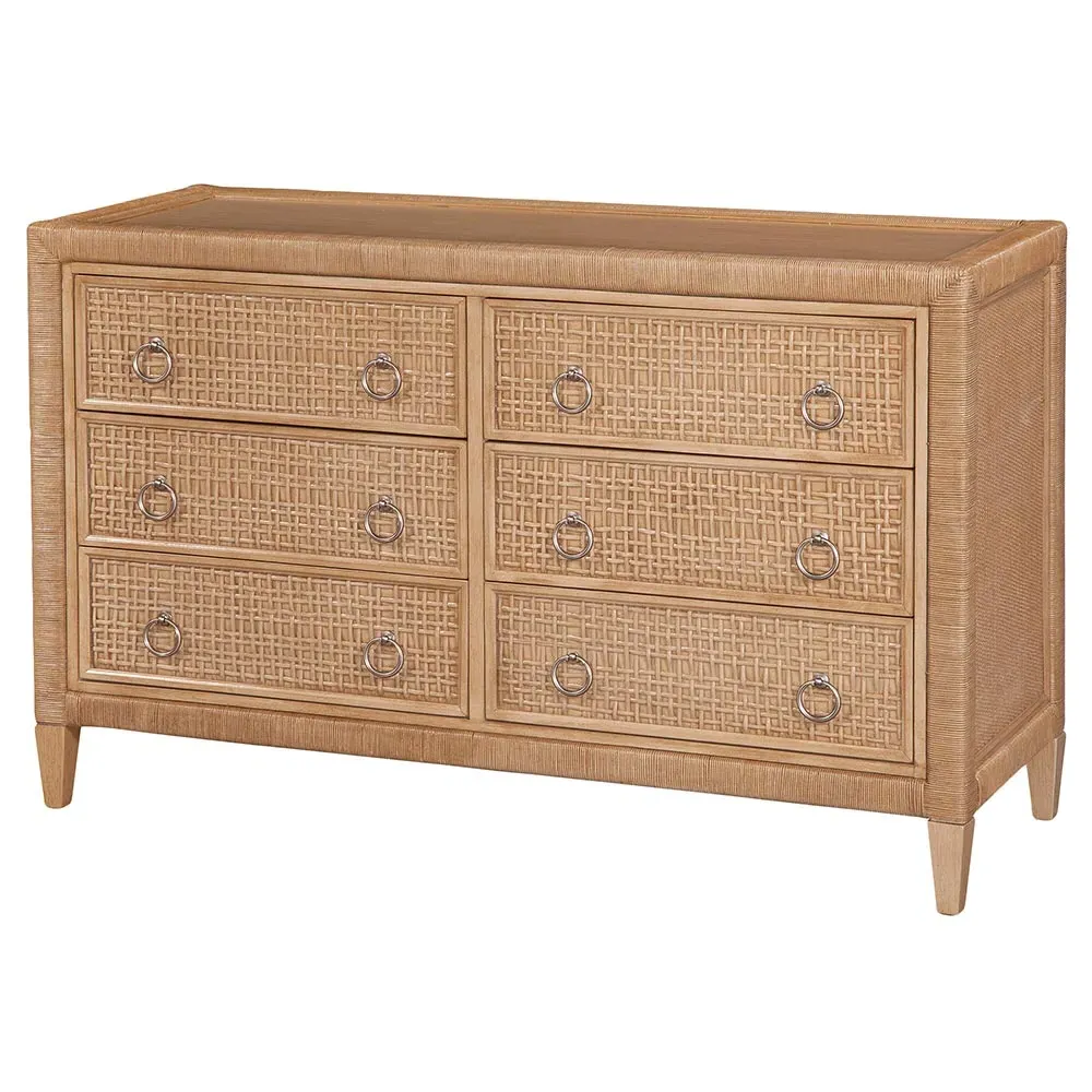 Kalea Double Dresser - Brown, Rattan