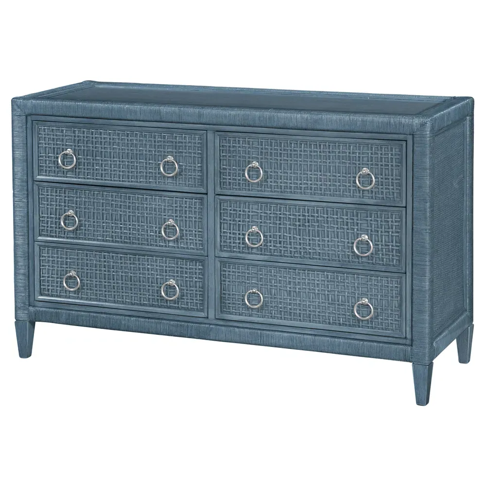 Kalea Double Dresser - Dark Blue, Rattan