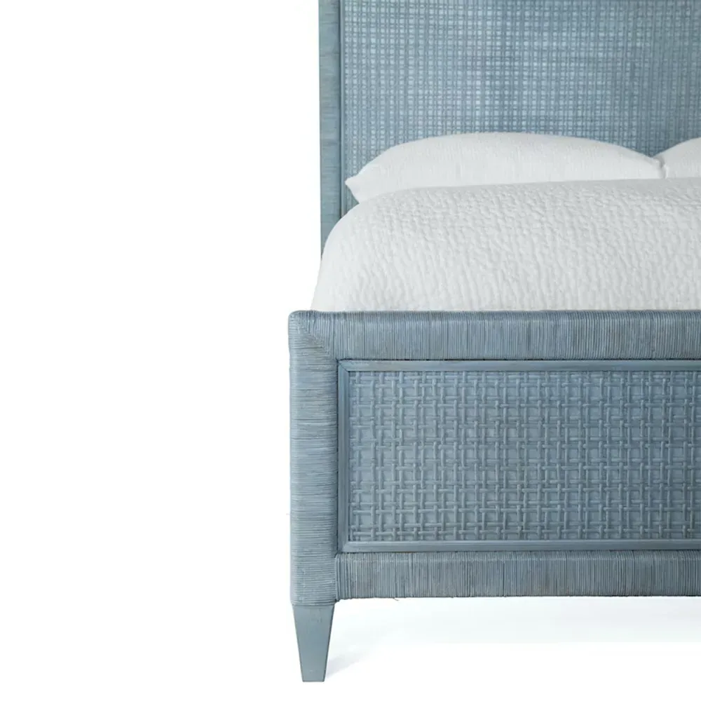 Kalea King Size Bed Frame - Blue, Rattan