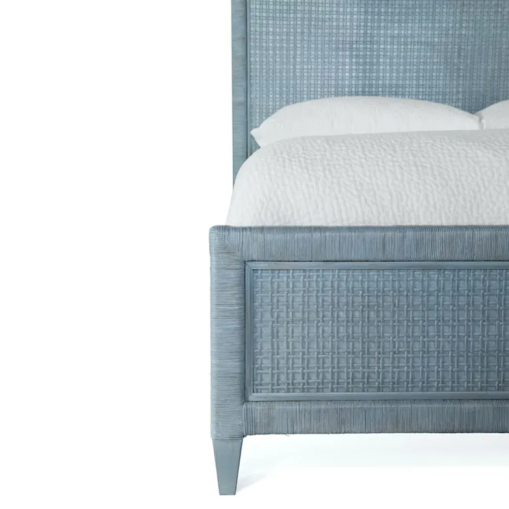 Kalea Queen Size Bed Frame - Blue, Rattan