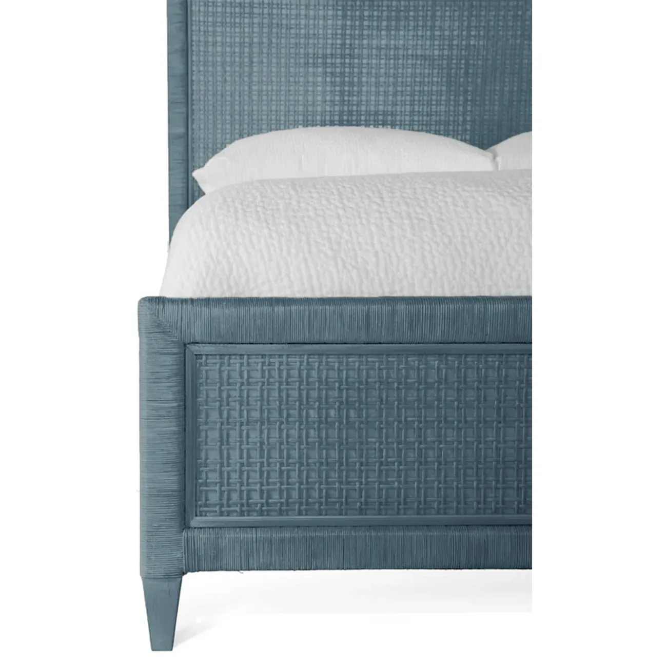 Kalea Queen Size Bed Frame - Dark Blue, Rattan