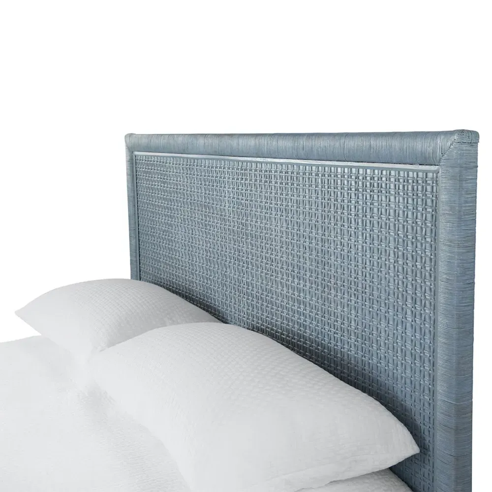 Kalea Twin Size Bed Frame - Blue, Rattan