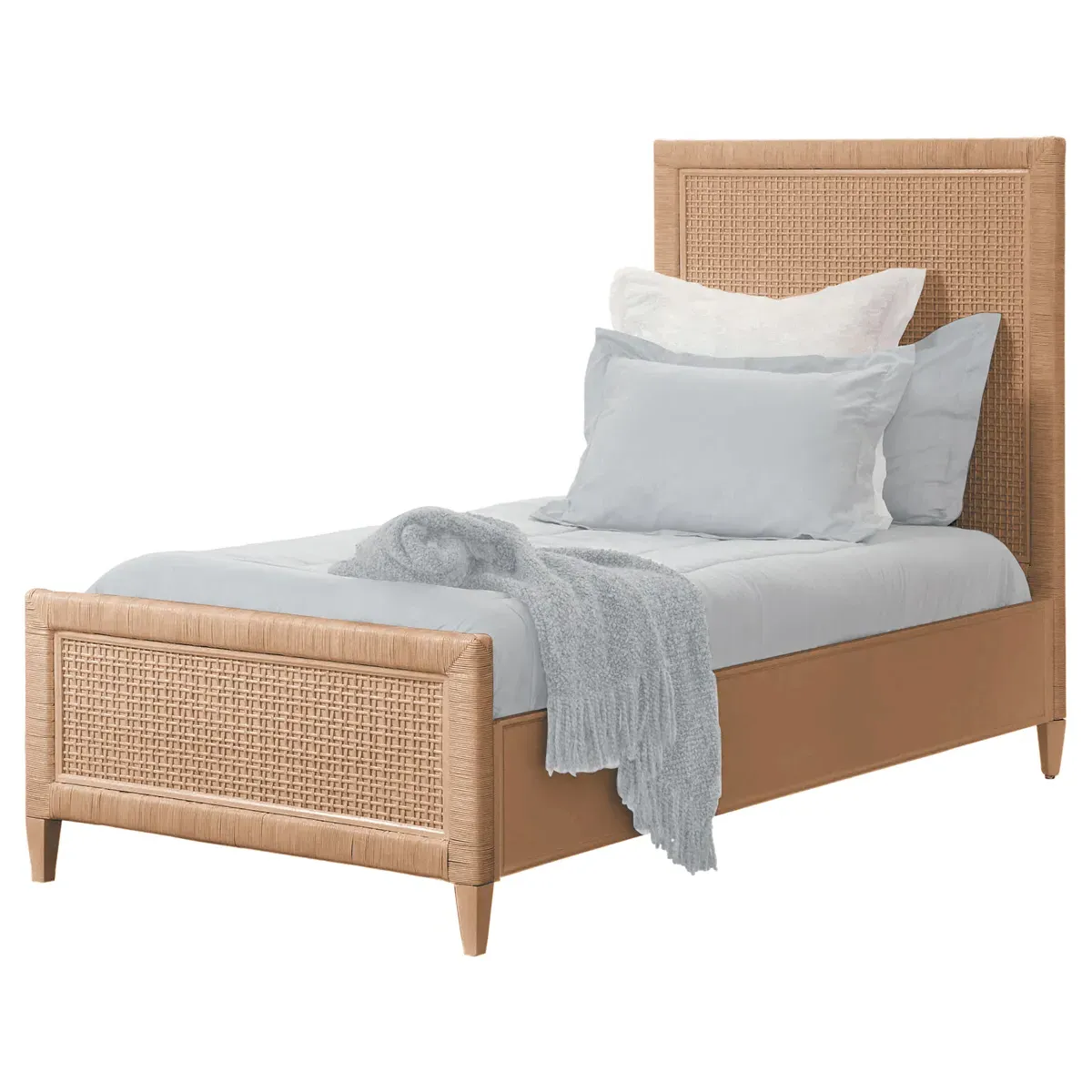 Kalea Twin Size Bed Frame - Brown, Rattan