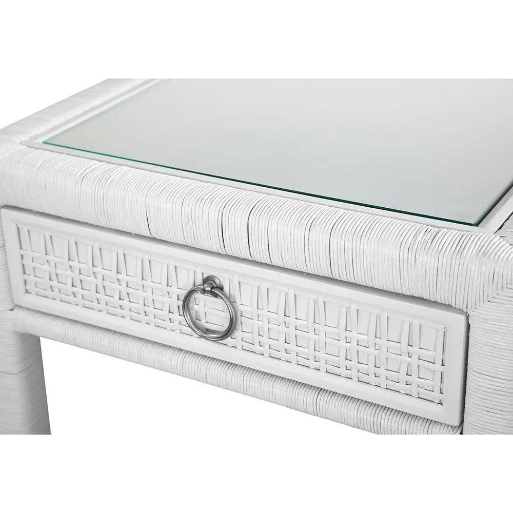 Kalea Woven Nightstand - White, Rattan