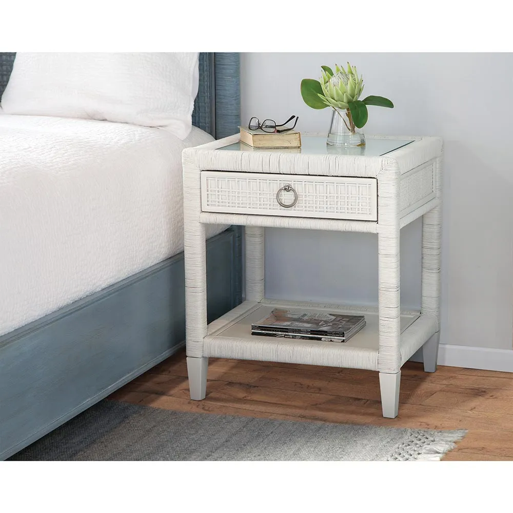 Kalea Woven Nightstand - White, Rattan