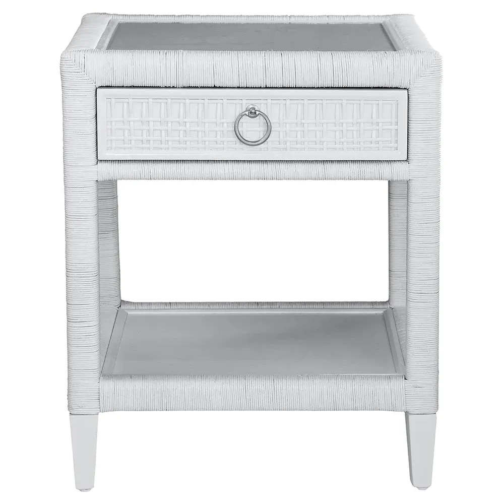 Kalea Woven Nightstand - White, Rattan image