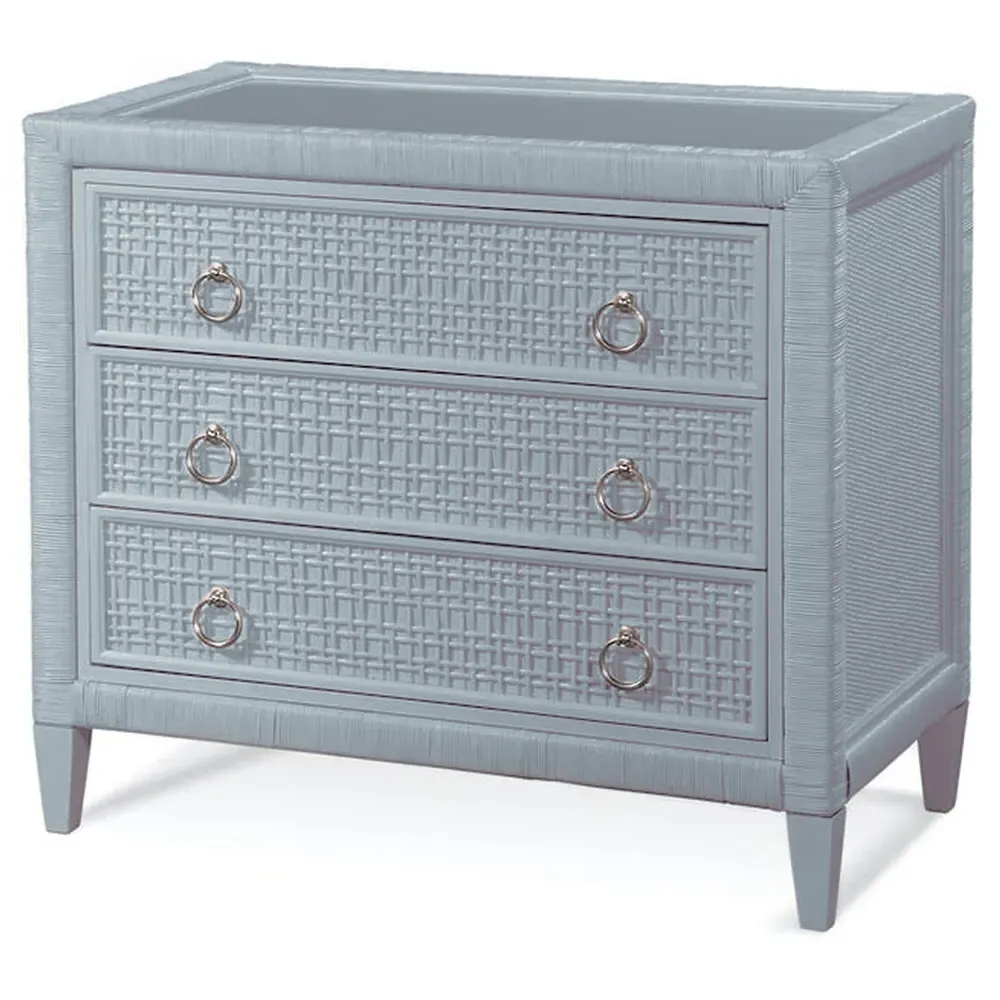 Kalea Woven Rattan Chest - Blue