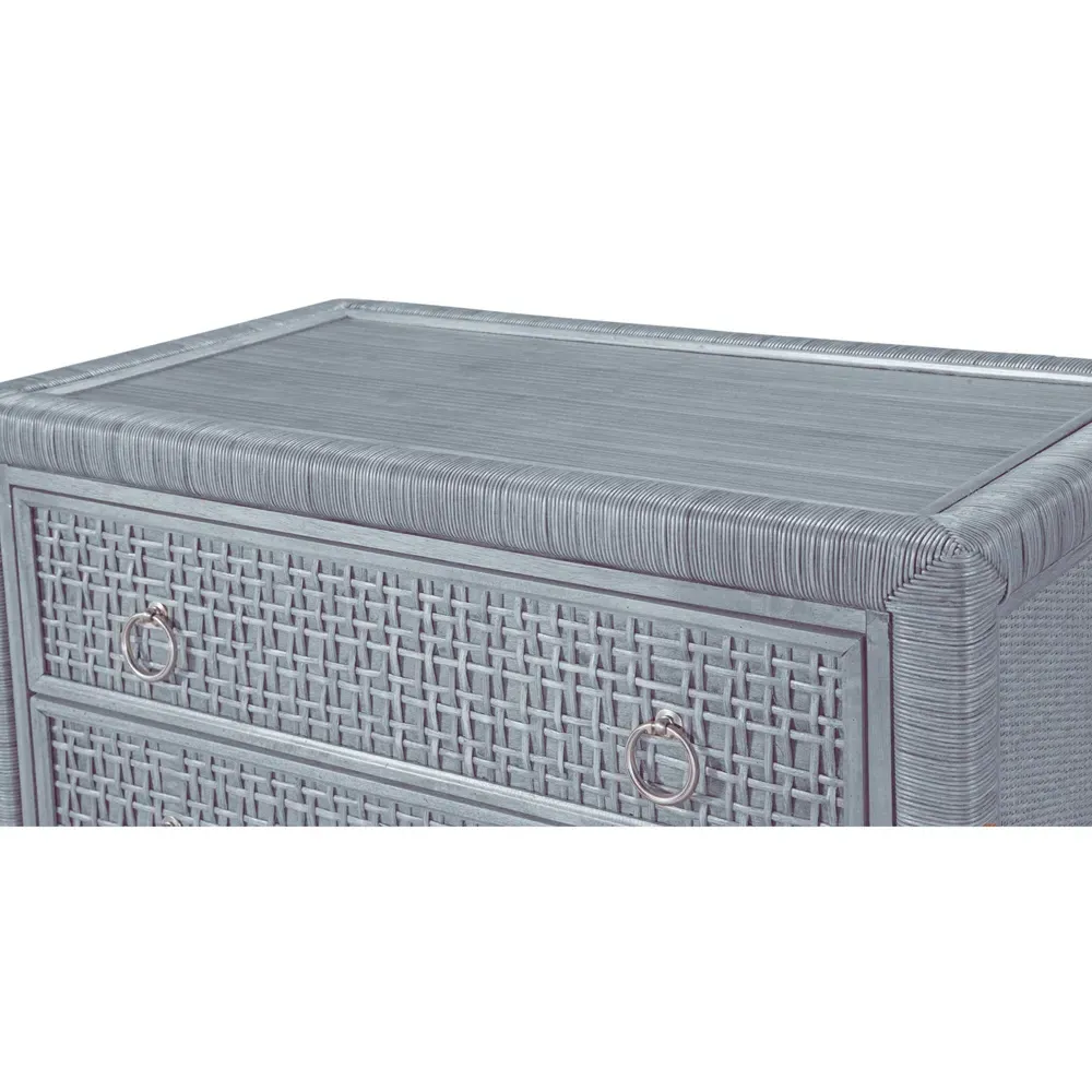 Kalea Woven Rattan Chest - Blue