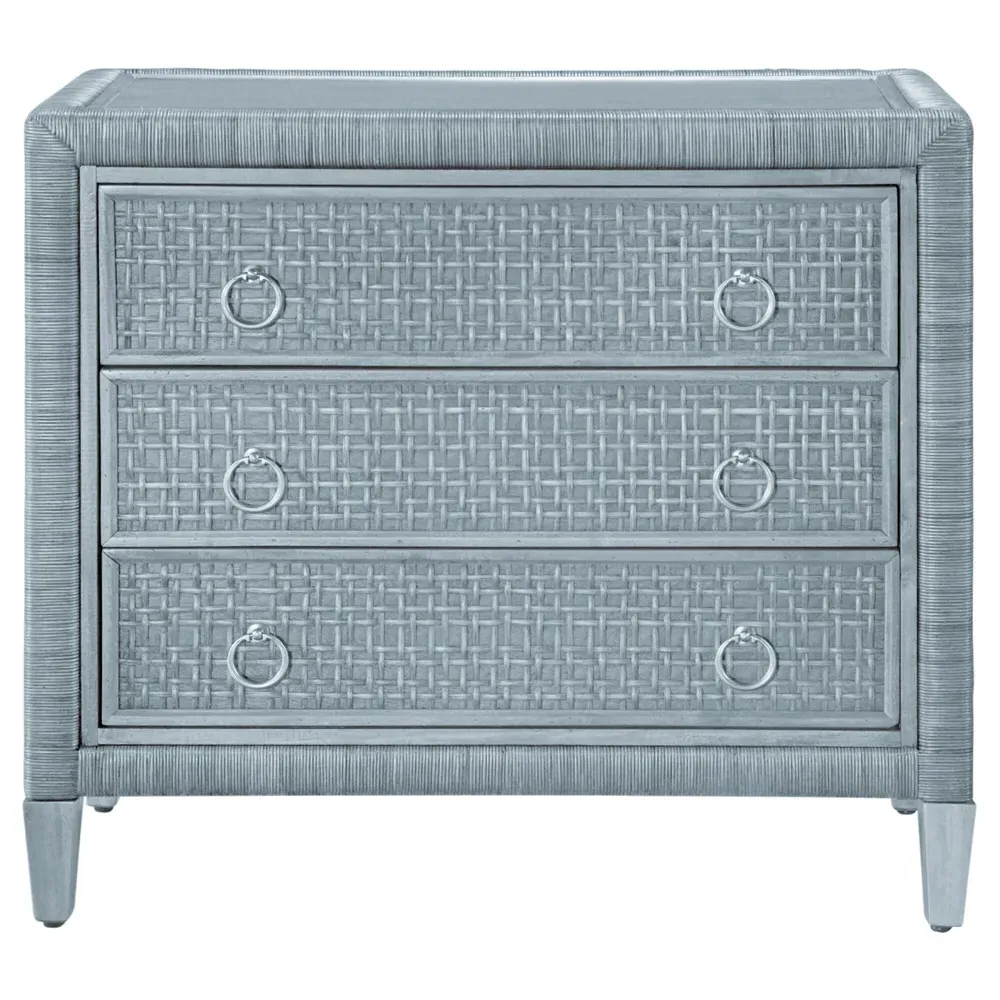 Kalea Woven Rattan Chest - Blue