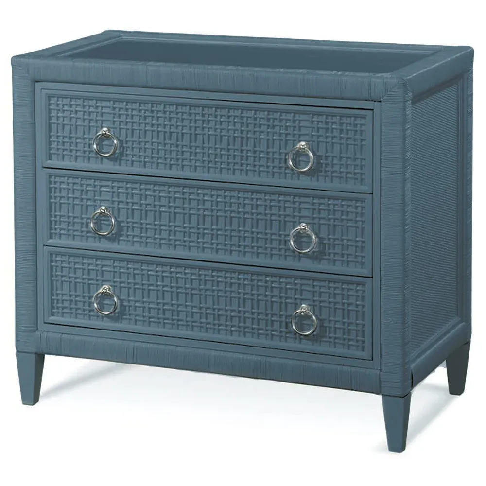 Kalea Woven Rattan Chest - Dark Blue