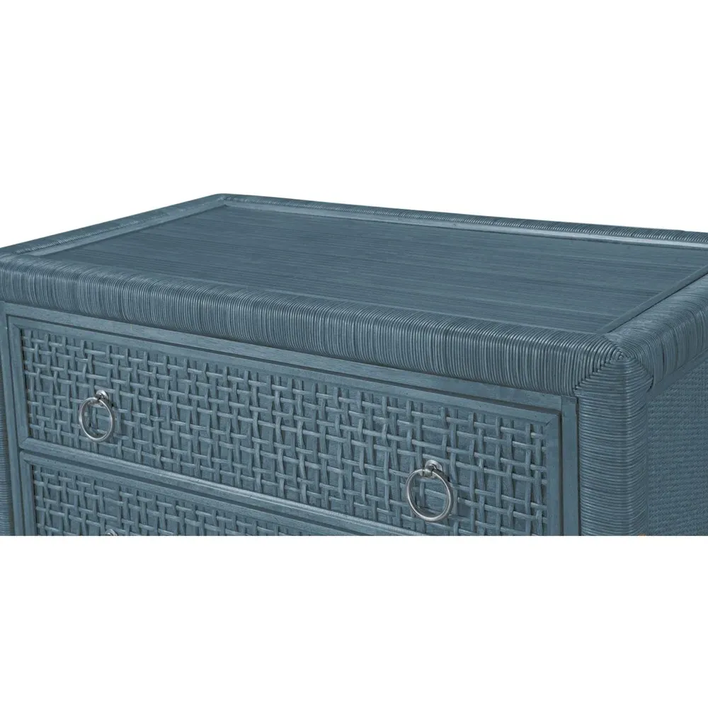 Kalea Woven Rattan Chest - Dark Blue