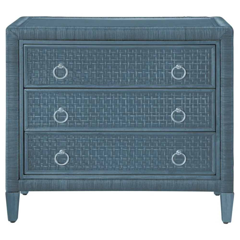 Kalea Woven Rattan Chest - Dark Blue