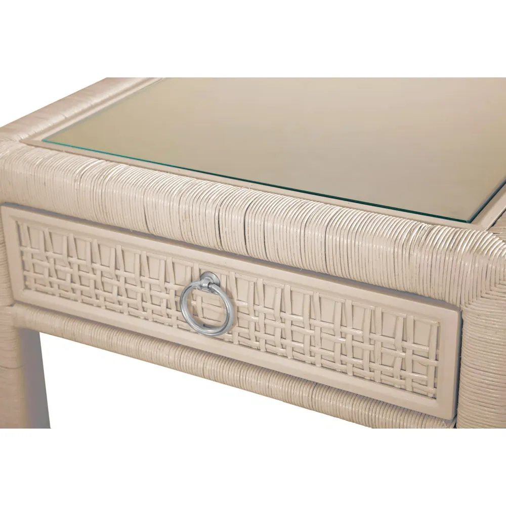 Kalea Woven Rattan Nightstand - Beige