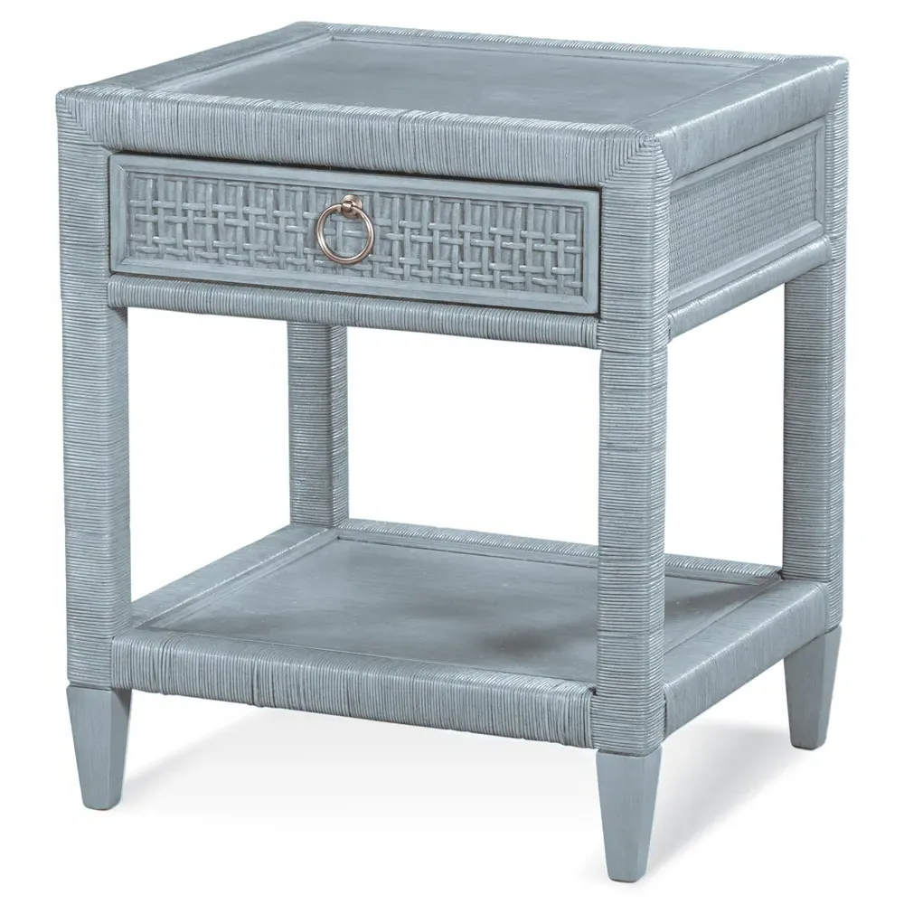 Kalea Woven Rattan Nightstand - Blue